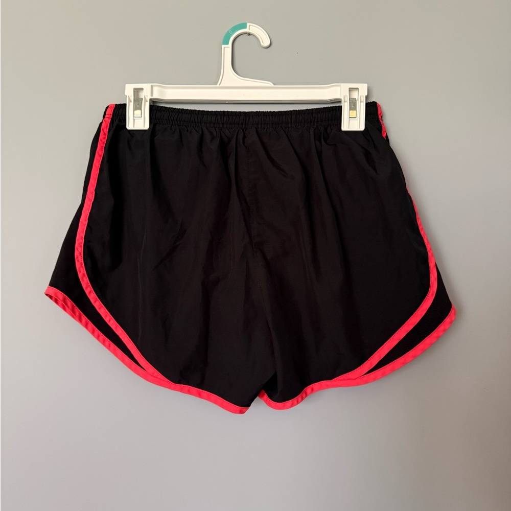 Nike Women's Black Athletic Shorts with Neon Pink Trim Dri Fit Work Out Running - Picture 3 of 4